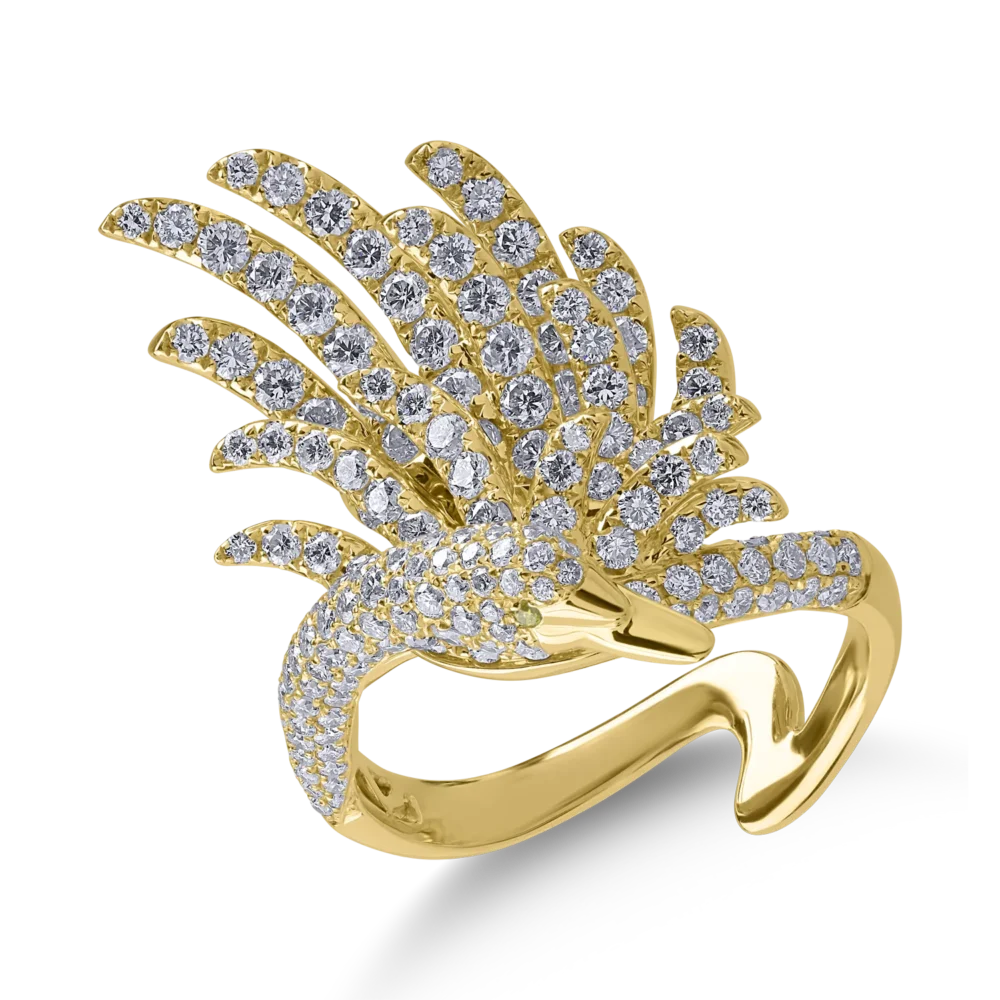 Inel din aur galben cu diamante incolore de 1.8ct si diamante galbene de 0.01ct