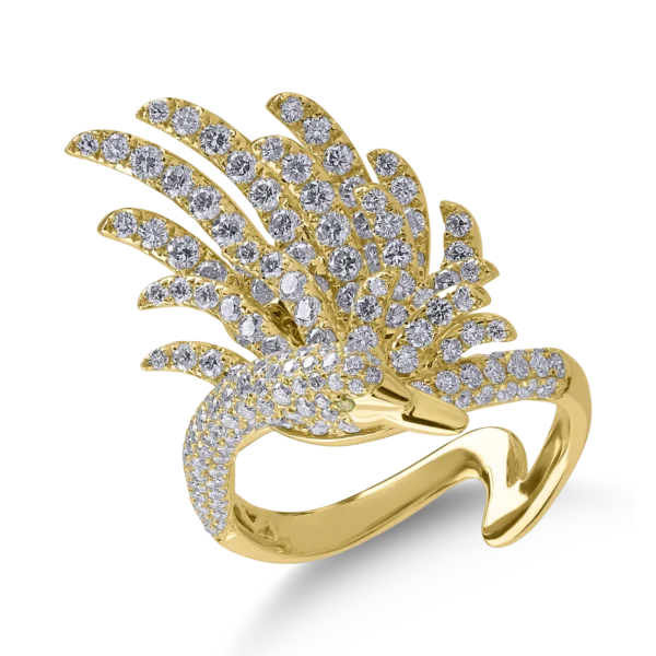 Inel din aur galben cu diamante incolore de 1.8ct si diamante galbene de 0.01ct