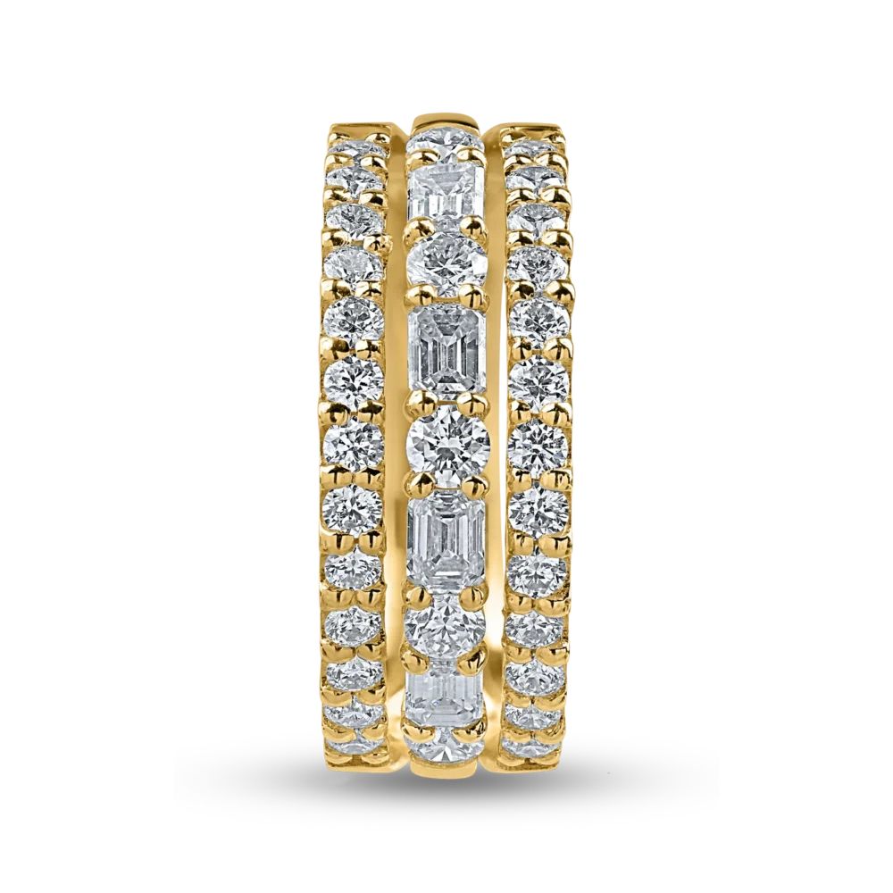 Inel din aur galben cu diamante microsetting baguette si rotunde de 1.2ct - imagine 2