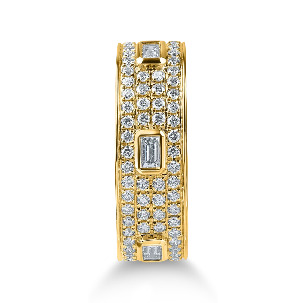 Inel din aur galben cu diamante microsetting baguette si rotunde de 1.3ct - imagine 2