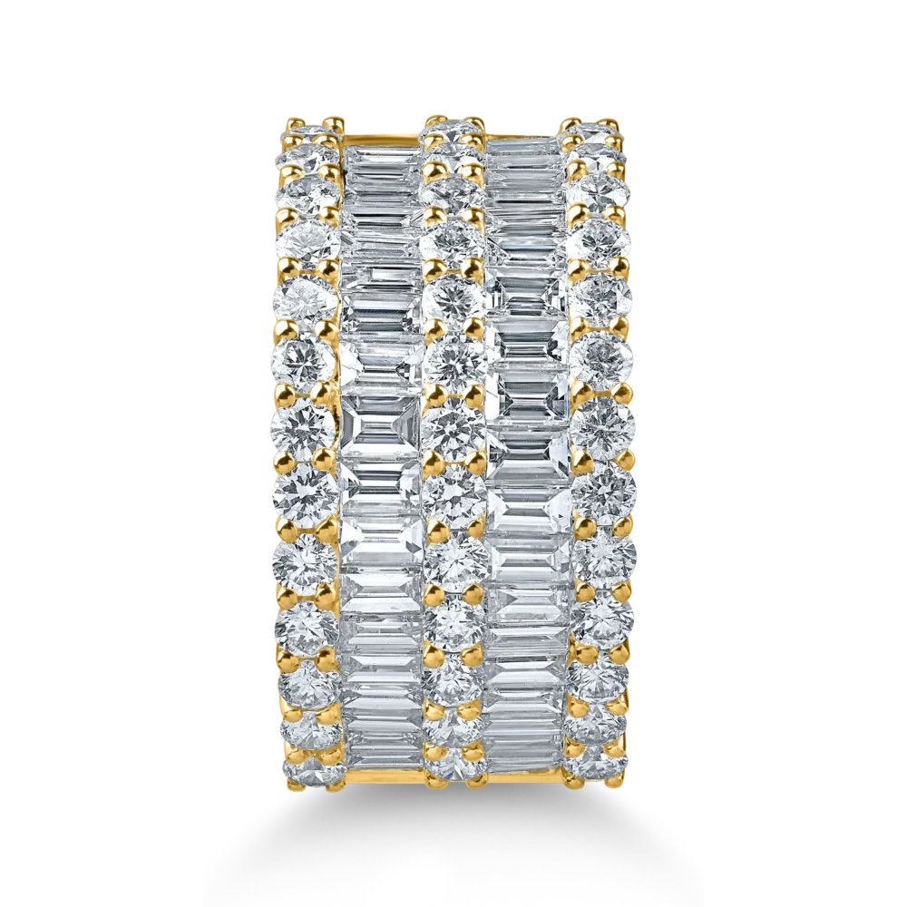 Inel din aur galben cu diamante microsetting baguette si rotunde de 2.8ct - imagine 2