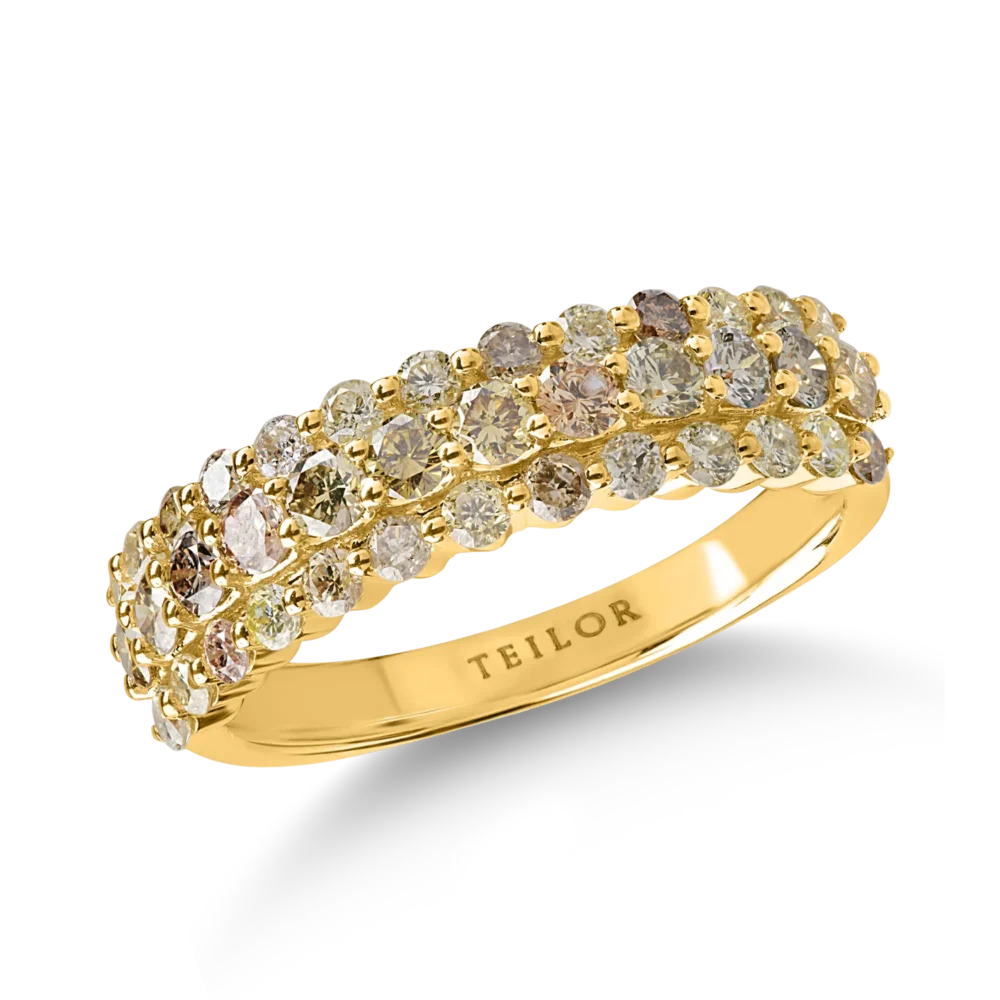 Inel din aur galben cu diamante multicolore de 1.1ct