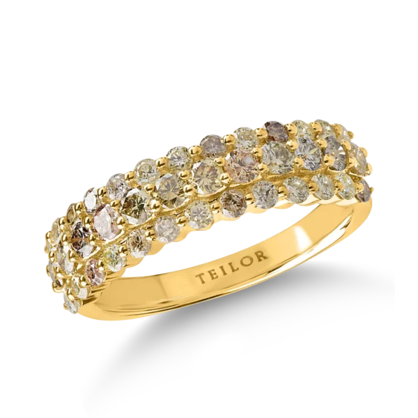 Inel din aur galben cu diamante multicolore de 1.1ct