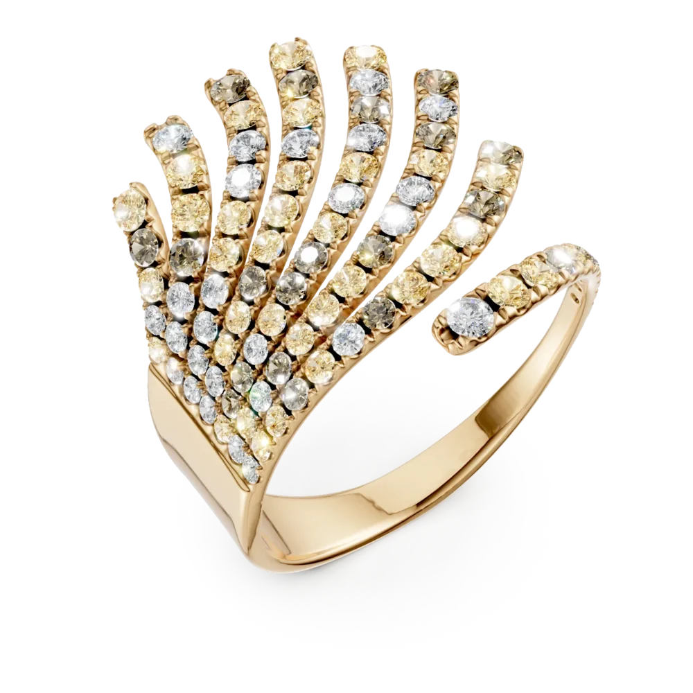 Inel din aur galben cu diamante multicolore de 2.1ct