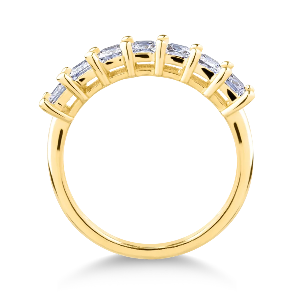 Inel din aur galben cu zirconii microsetting - imagine 2