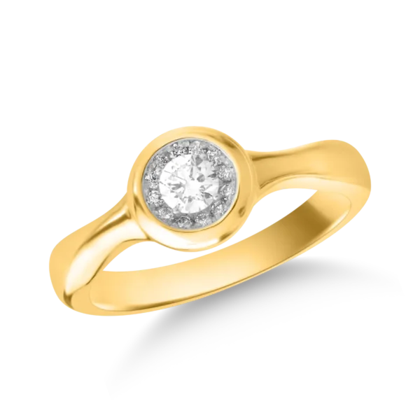 Inel din aur galben cu diamant de 0.122ct si diamante de 0.05ct