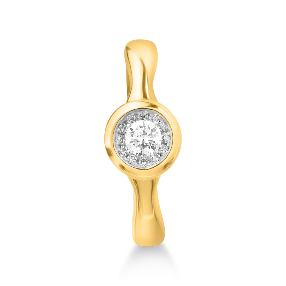 Inel din aur galben cu diamant de 0.122ct si diamante de 0.05ct - imagine 3