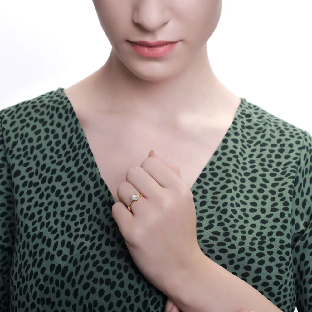 Inel din aur galben cu diamant de 0.122ct si diamante de 0.05ct - imagine 4