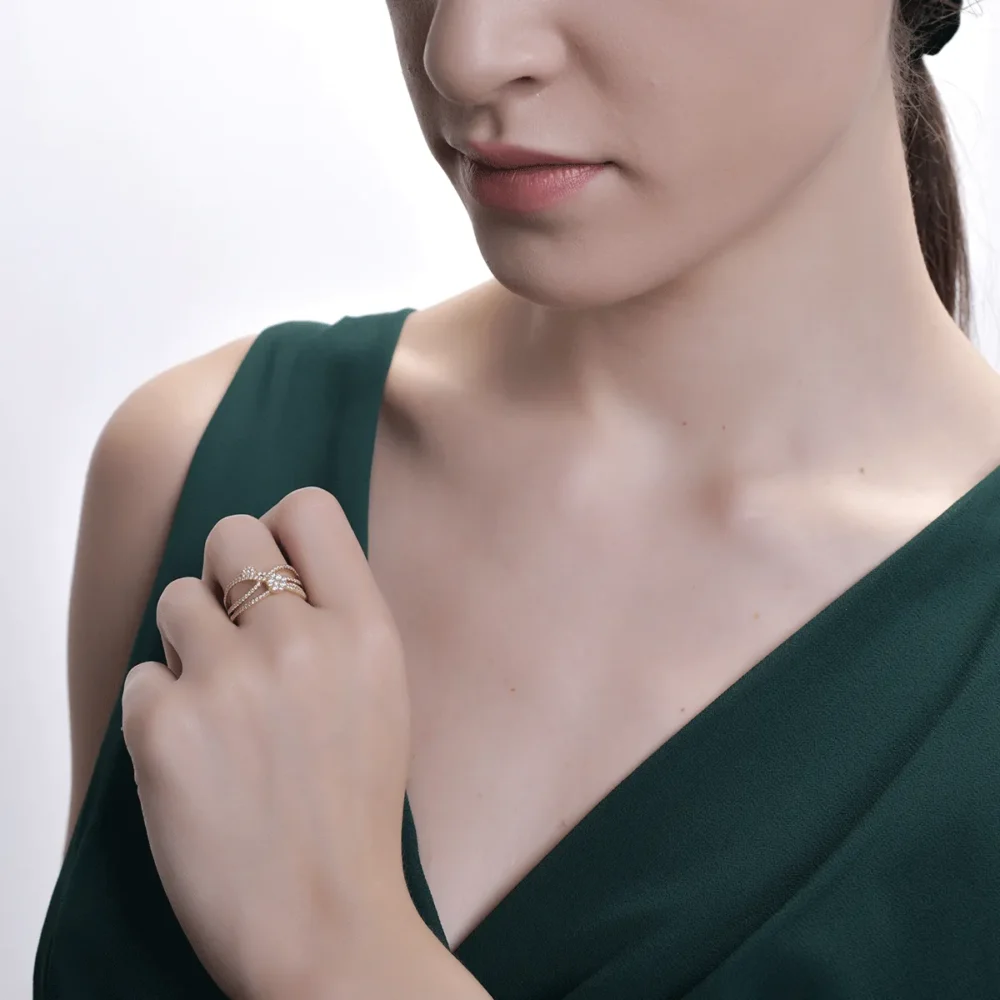 Inel din aur galben cu diamante de 0.54ct - imagine 3