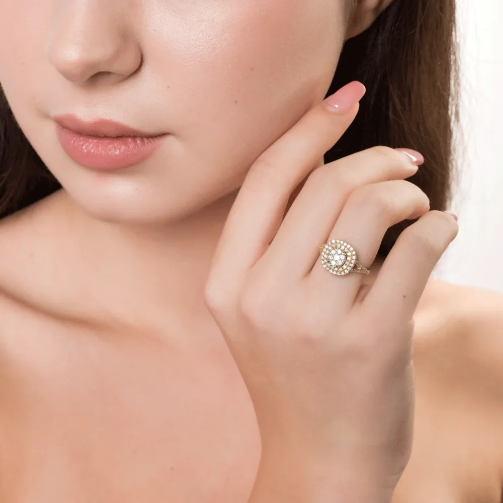 Inel din aur galben cu diamante de 0.75ct - imagine 3