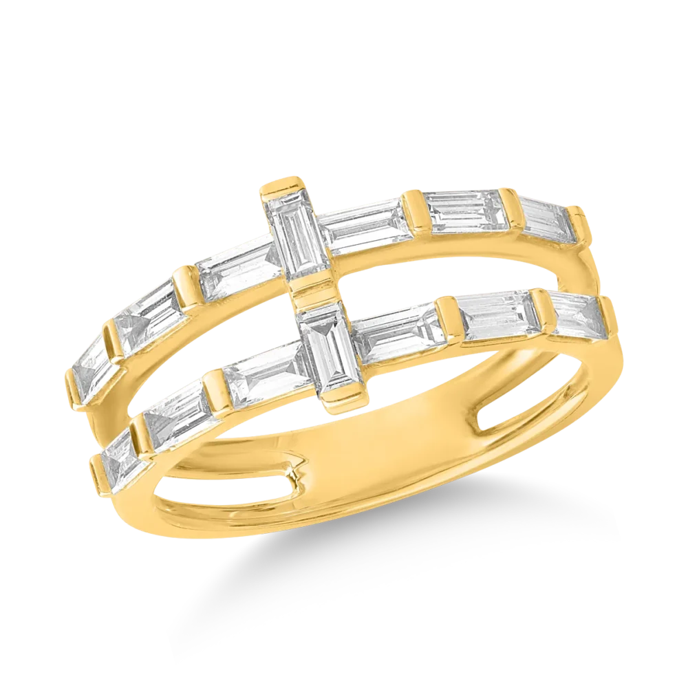 Inel din aur galben cu diamante baguette de 0.8ct