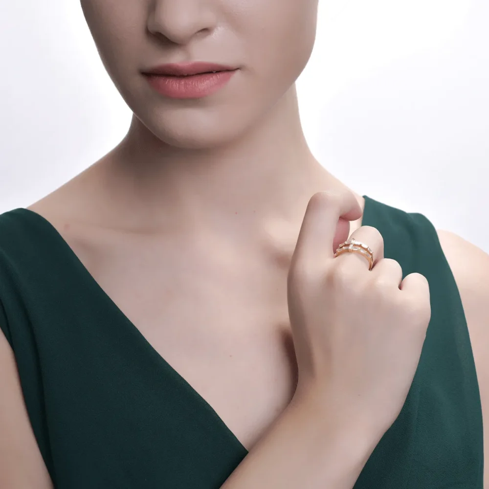 Inel din aur galben cu diamante baguette de 0.8ct - imagine 4