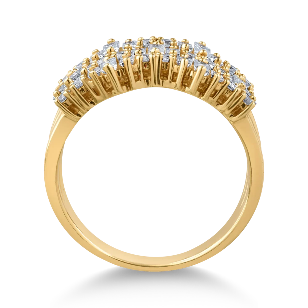 Inel din aur galben cu diamante baguette si rotunde de 1.1ct - imagine 2