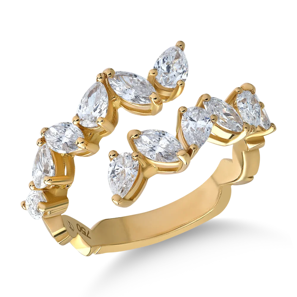 Inel din aur galben cu diamante pear si marquise de 1.6ct