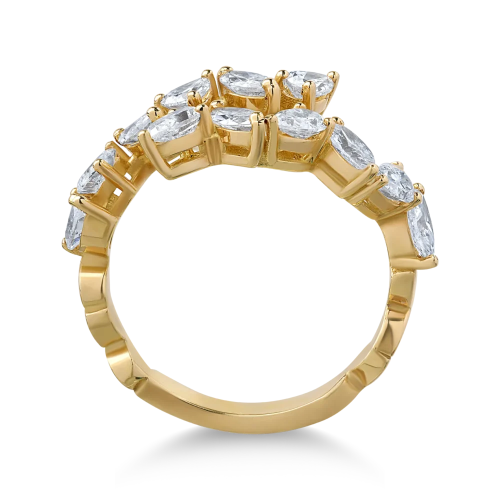 Inel din aur galben cu diamante pear si marquise de 1.6ct - imagine 2