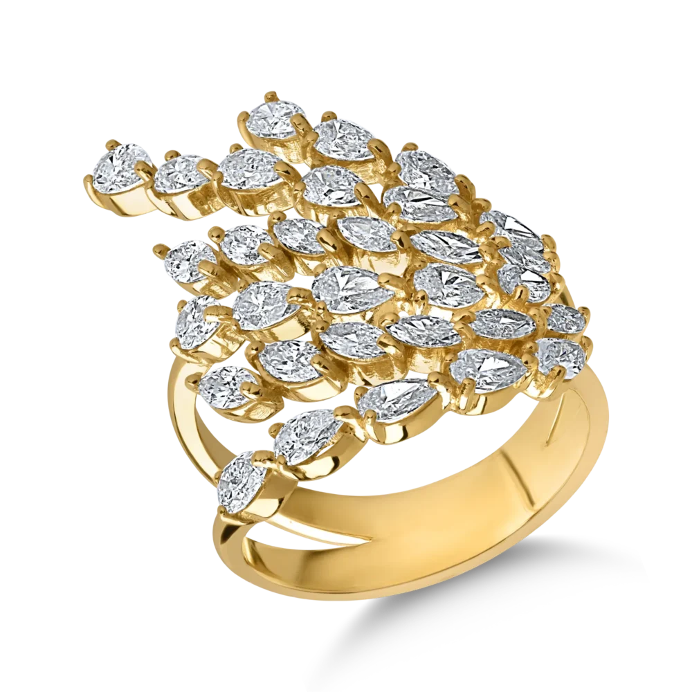 Inel din aur galben cu diamante pear si marquise de 2.4ct