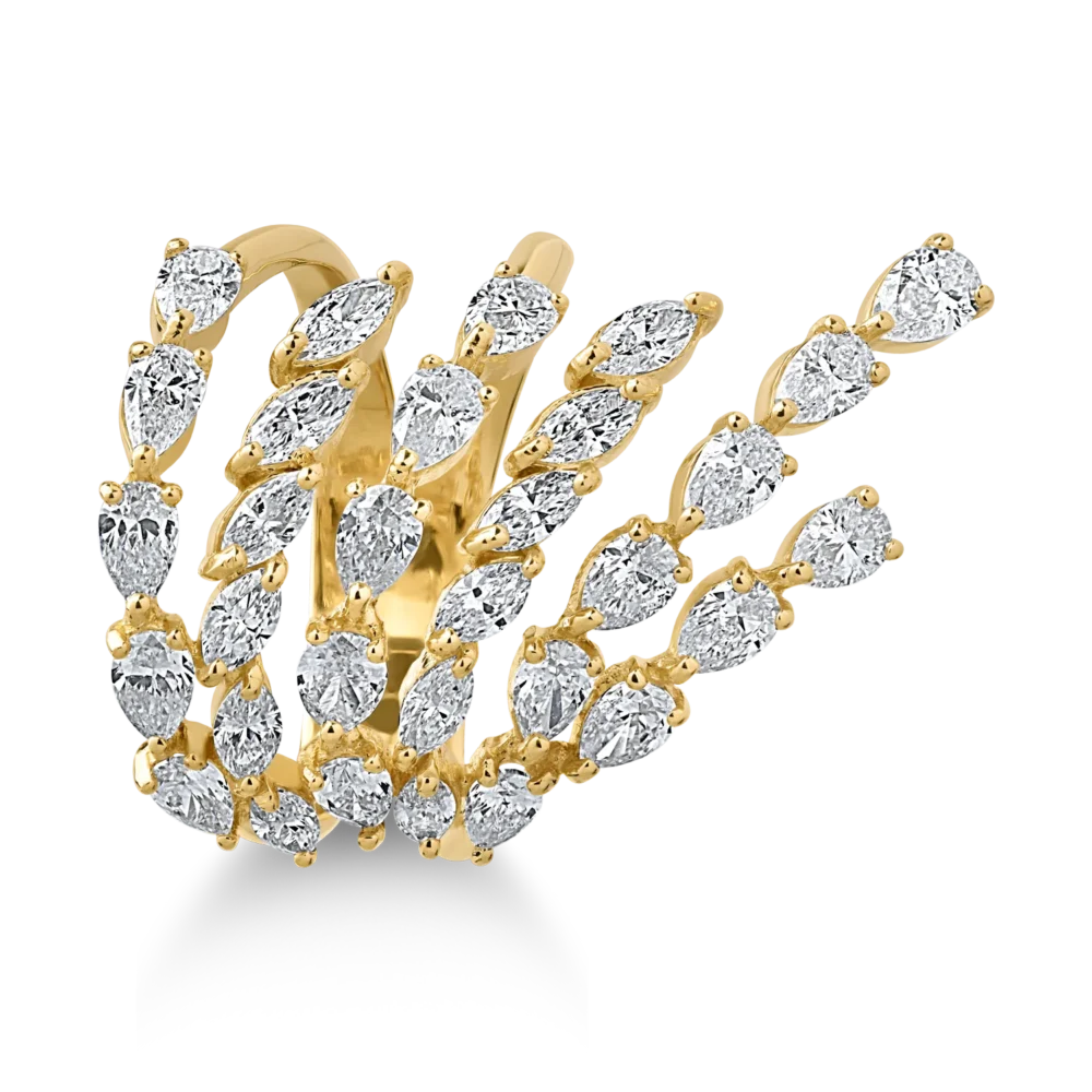 Inel din aur galben cu diamante pear si marquise de 2.4ct - imagine 3