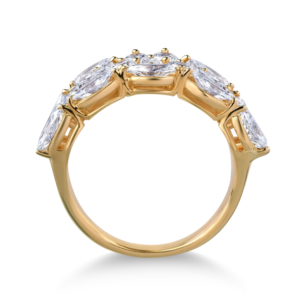 Inel din aur galben cu diamante marquise si rotunde de 2.8ct - imagine 2