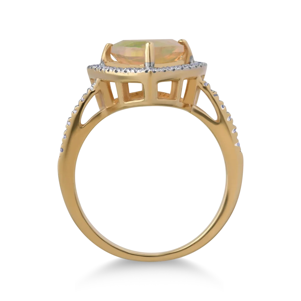 Inel din aur galben cu opal trillion de 1.2ct si diamante de 0.1ct - imagine 2