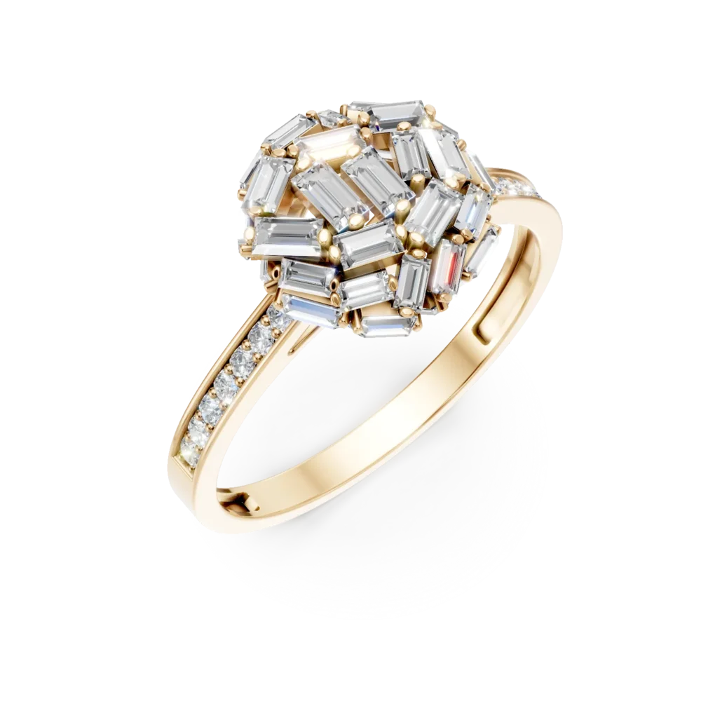 Inel din aur galben cu zirconii microsetting