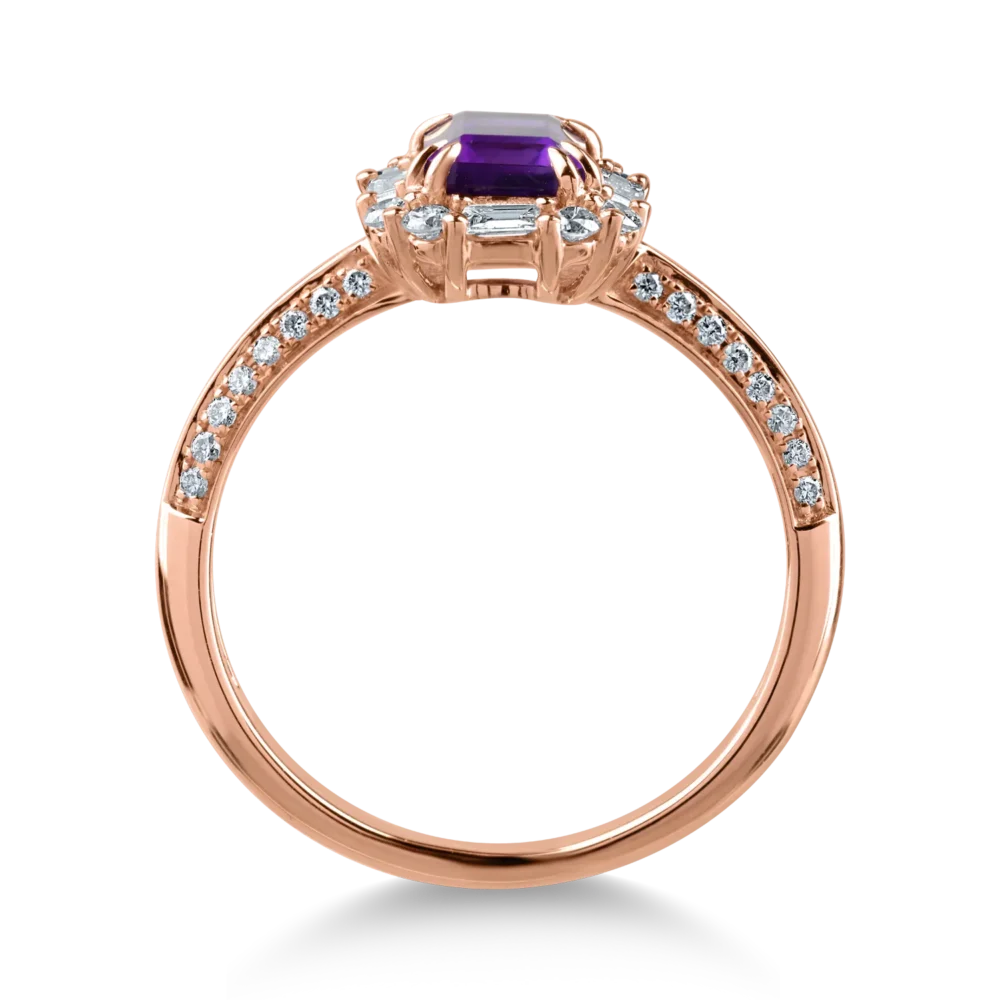 Inel din aur roz cu ametist de 0.93ct si diamante de 0.44ct - imagine 2