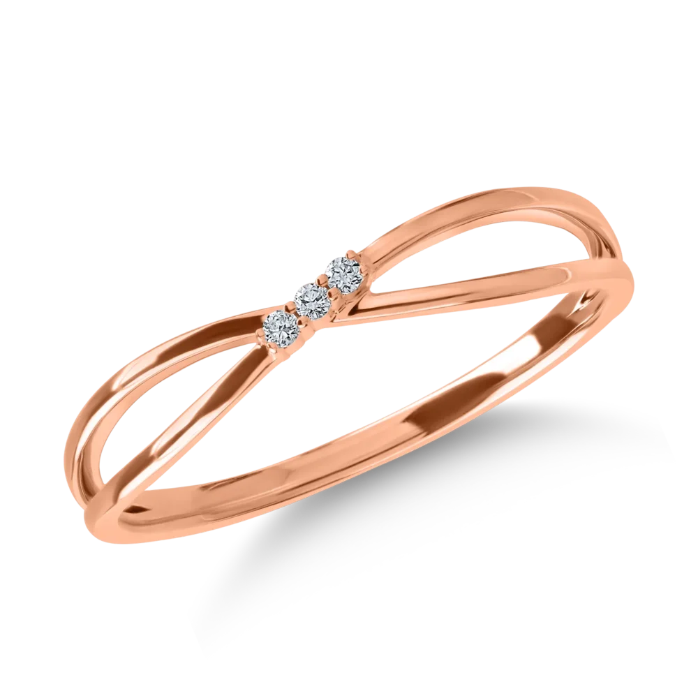 Inel din aur roz cu diamante de 0.023ct