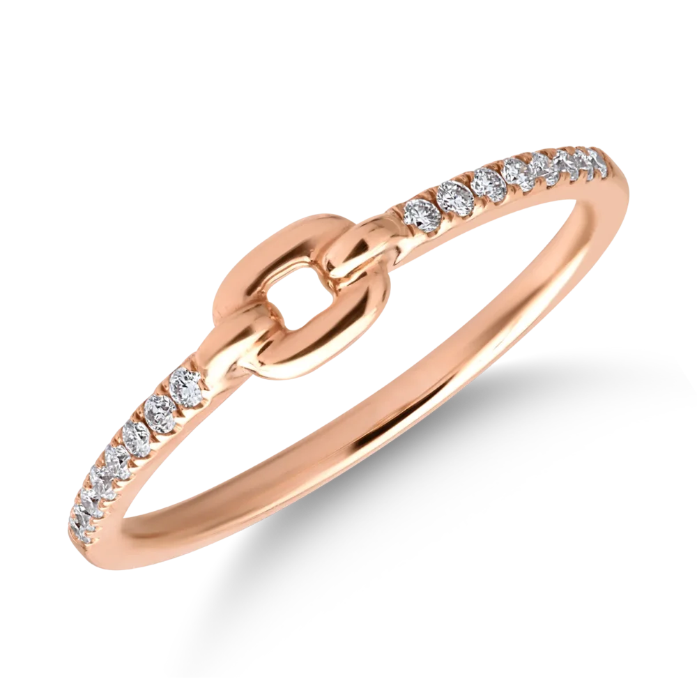 Inel din aur roz cu diamante de 0.10ct