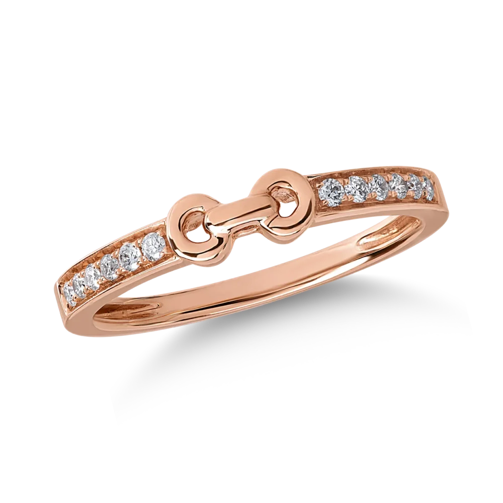 Inel din aur roz cu diamante de 0.11ct