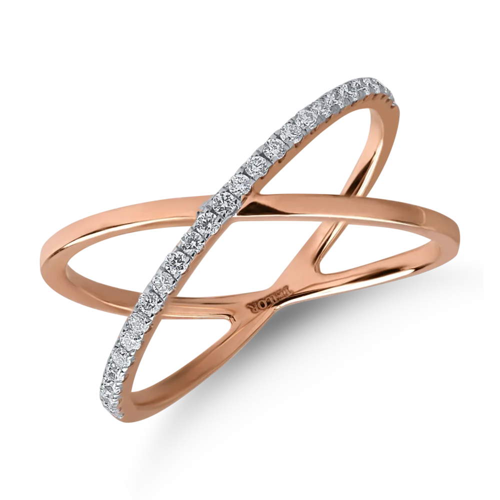 Inel din aur roz cu diamante de 0.166ct