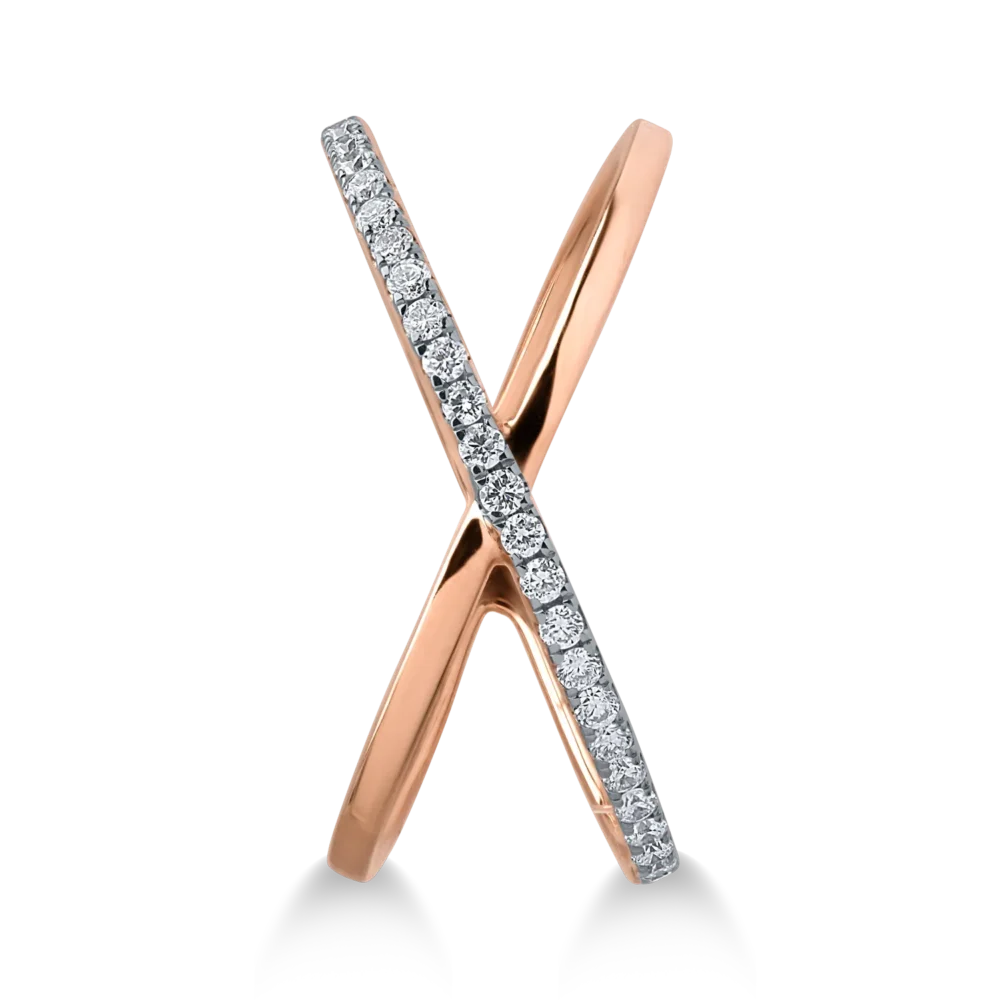 Inel din aur roz cu diamante de 0.166ct - imagine 3