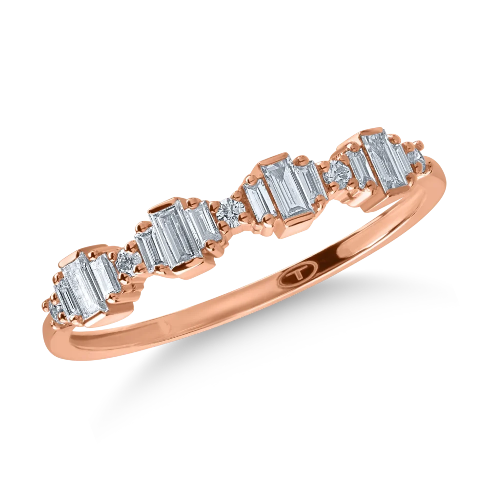 Inel din aur roz cu diamante baguette de 0.2ct