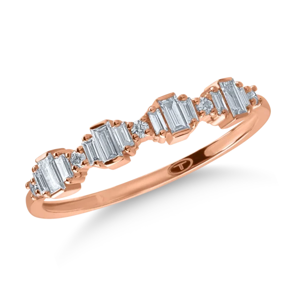 Inel din aur roz cu diamante baguette de 0.2ct