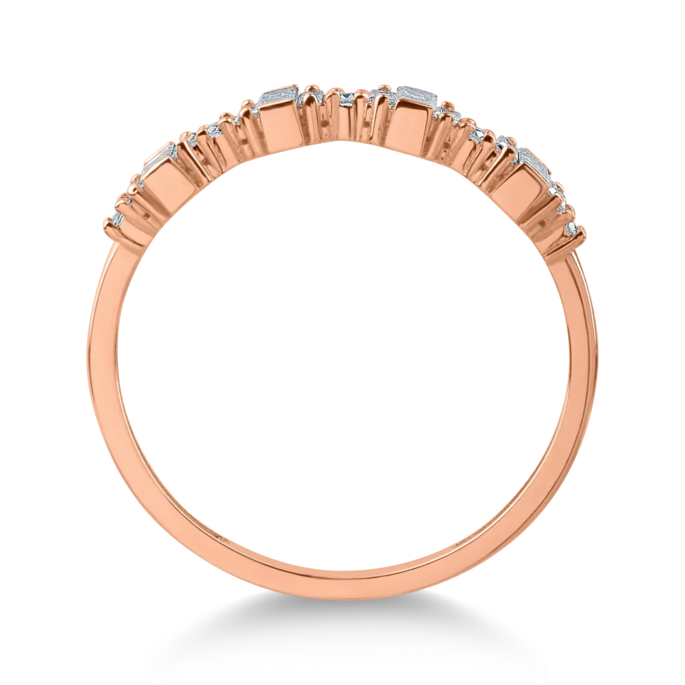 Inel din aur roz cu diamante baguette de 0.2ct - imagine 2