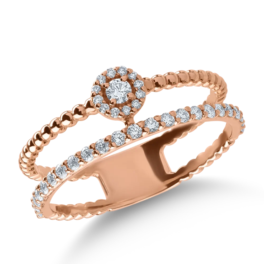 Inel din aur roz cu diamante de 0.28ct