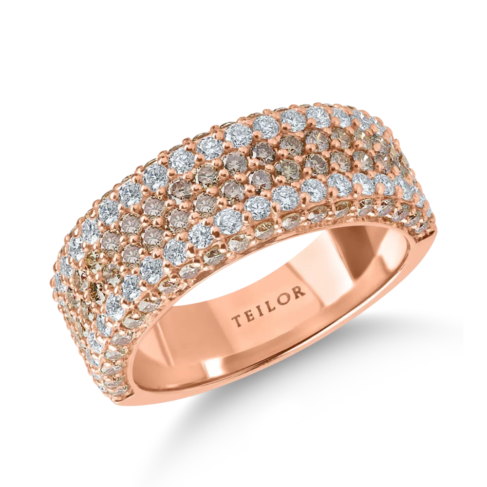 Inel din aur roz cu diamante de 0.6ct si diamante maro de 1.1ct