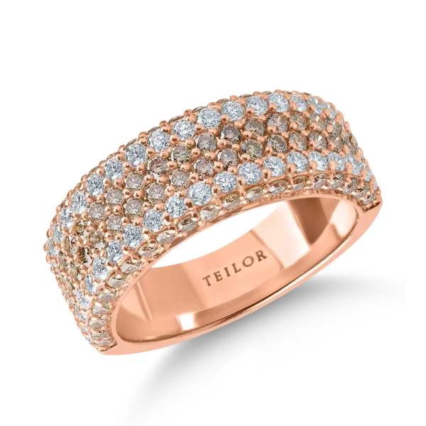 Inel din aur roz cu diamante de 0.6ct si diamante maro de 1.1ct