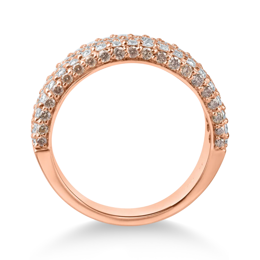 Inel din aur roz cu diamante de 0.6ct si diamante maro de 1.1ct - imagine 2