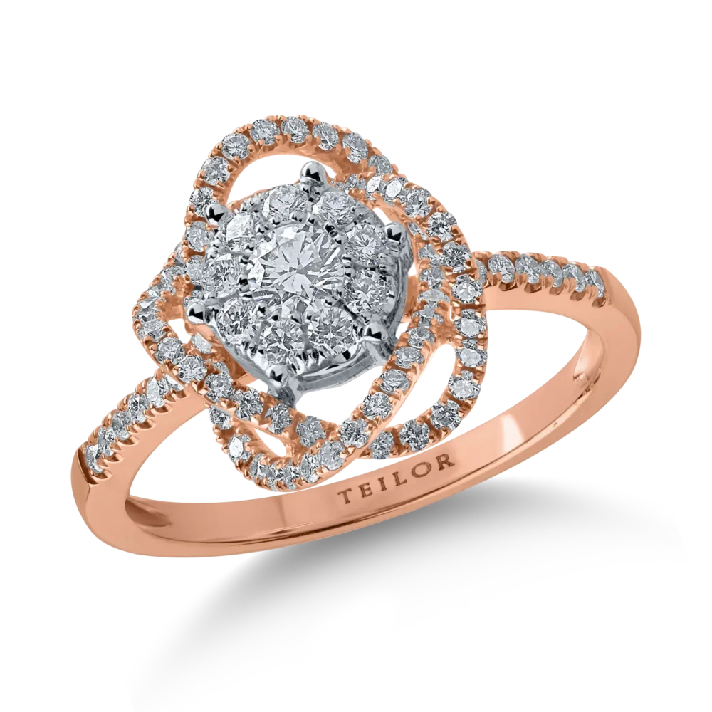 Inel din aur roz cu diamante de 0.6ct