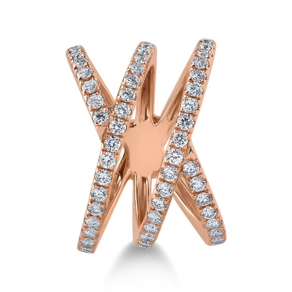 Inel din aur roz cu diamante de 1.03ct - imagine 3