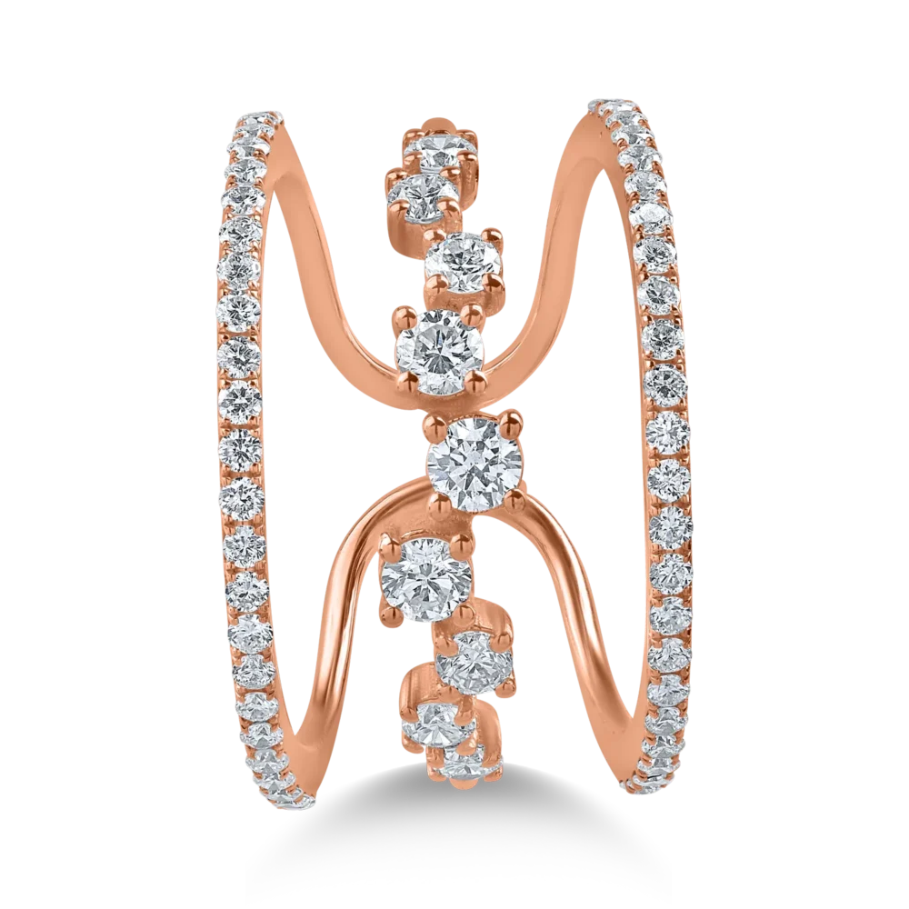 Inel din aur roz cu diamante de 1.03ct - imagine 2