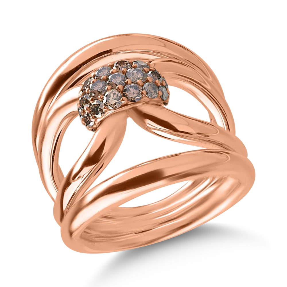 Inel din aur roz cu diamante maro de 0.76ct