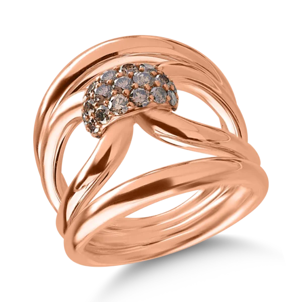 Inel din aur roz cu diamante maro de 0.76ct