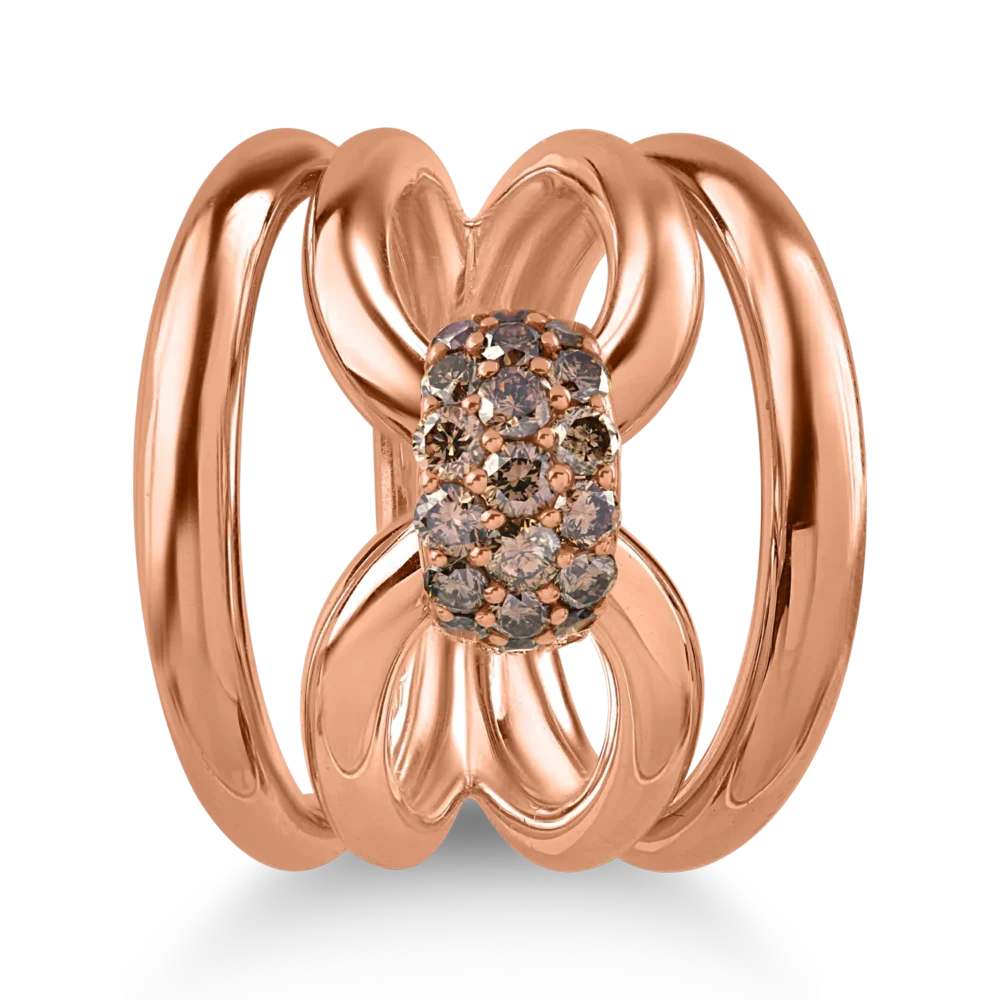 Inel din aur roz cu diamante maro de 0.76ct - imagine 2