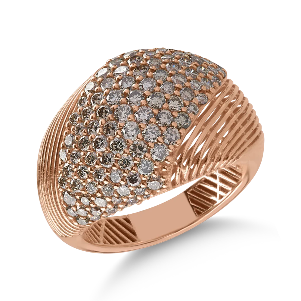 Inel din aur roz cu diamante maro de 1.93ct