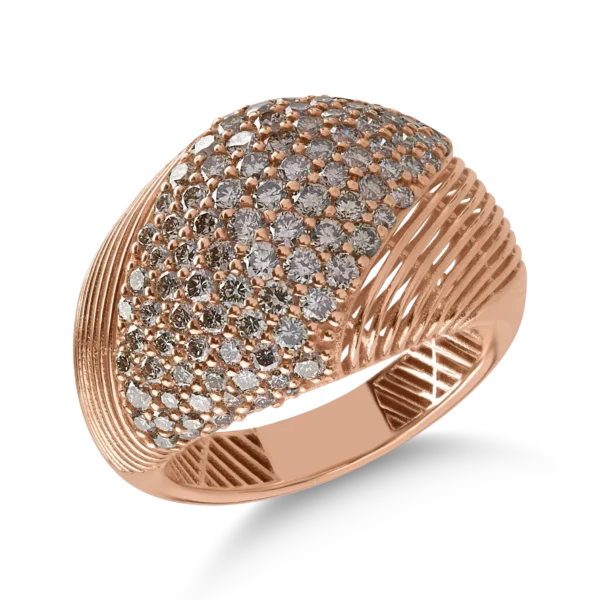 Inel din aur roz cu diamante maro de 1.93ct