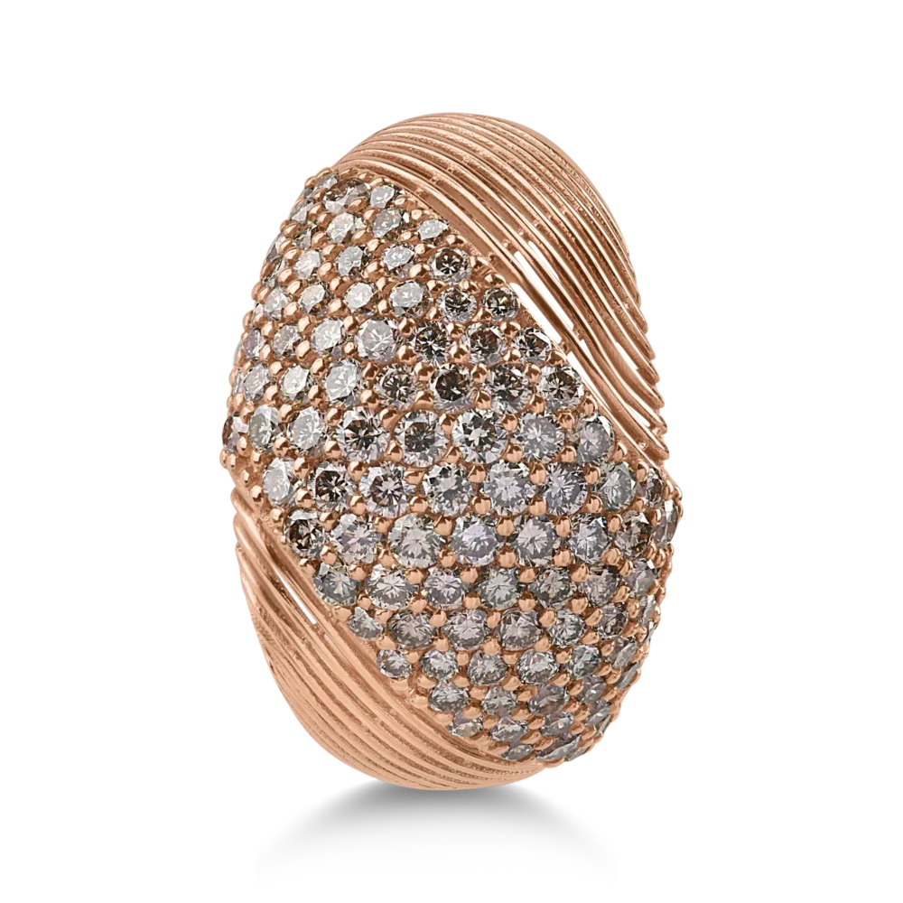 Inel din aur roz cu diamante maro de 1.93ct - imagine 2