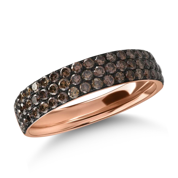 Inel semi eternity din aur roz cu diamante maro de 0.92ct