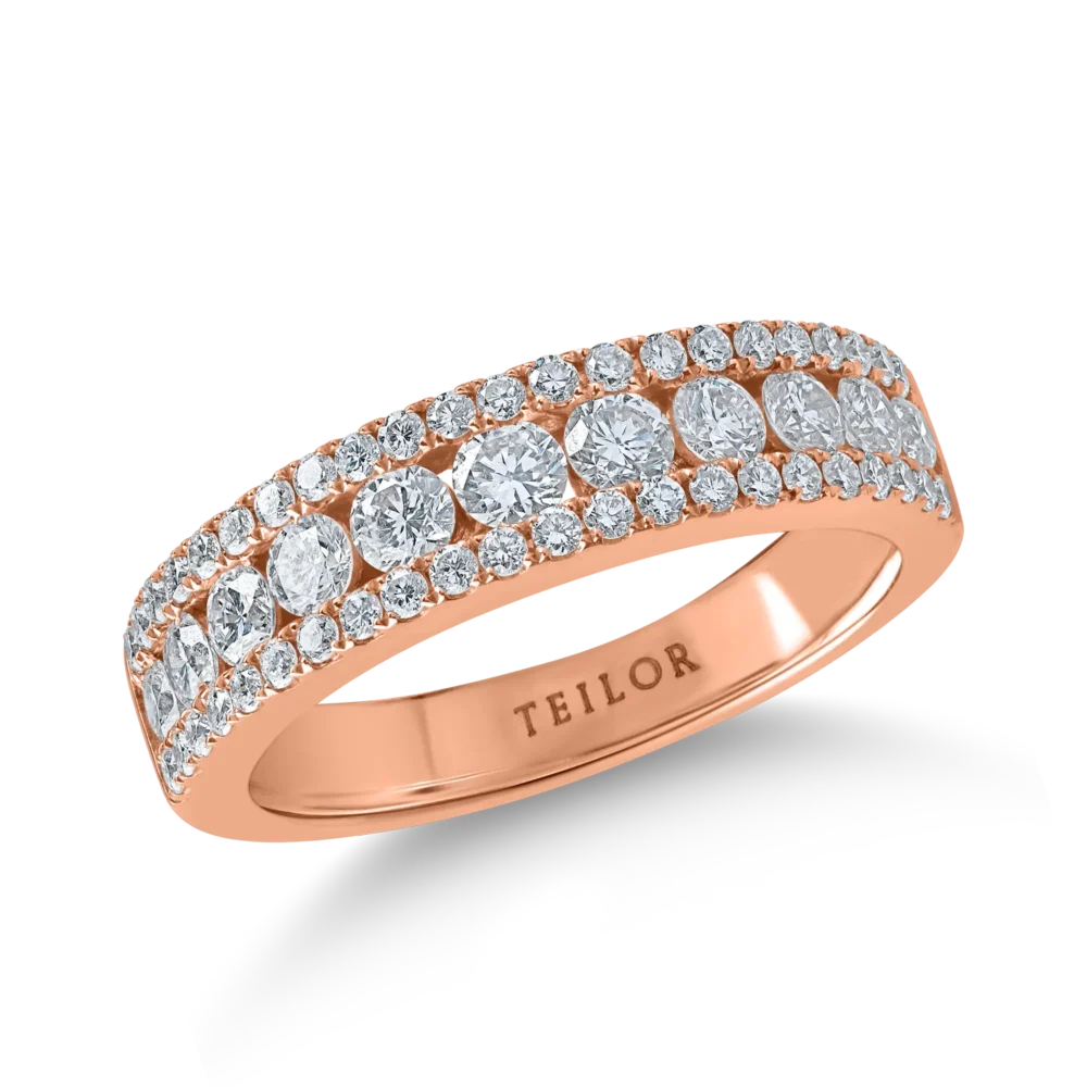 Inel din aur roz cu diamante mirosetting de 0.9ct