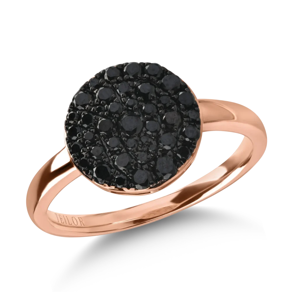 Inel din aur roz cu diamante negre de 0.5ct