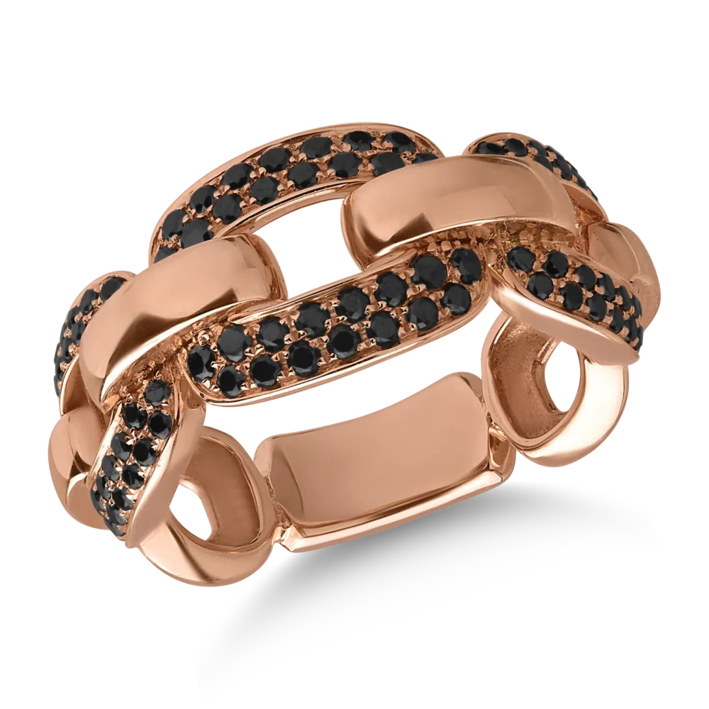 Inel din aur roz cu diamante negre de 0.69ct